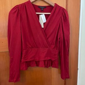 Banana Republic Berry Red petite xs jersey blouse